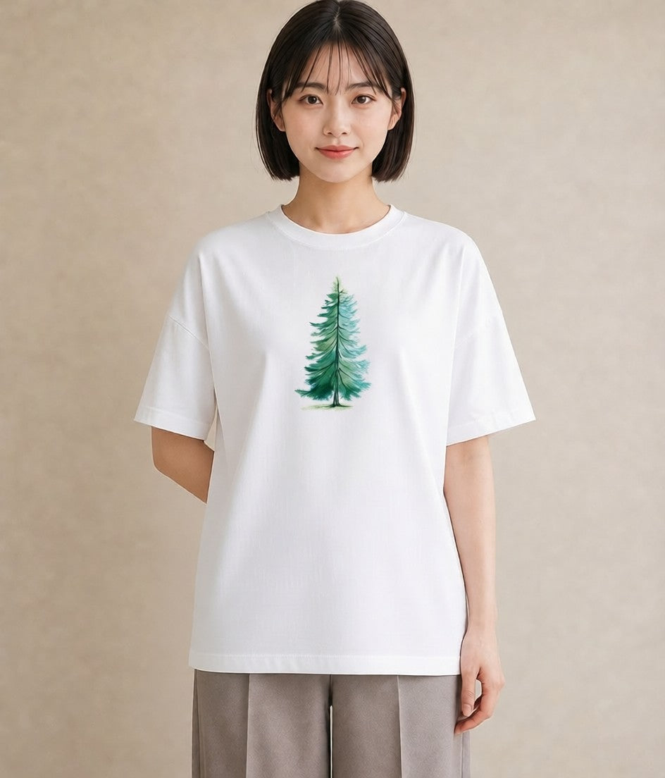 プリントTシャツ レディース オーロラ 星空 宇宙 イラスト カフェコーデ 夏コーデ 通学 白T YMAZO
