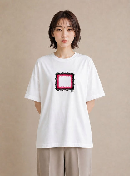 プリントTシャツ レディース レースハンカチ レース ハンカチ ナチュラル アンティーク イラスト ギフト 母の日 白T YMAZO