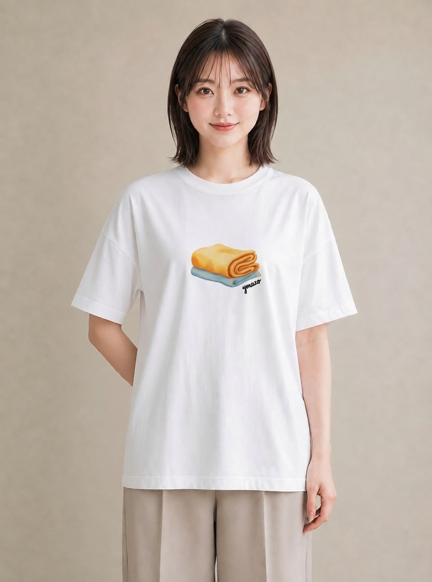 Tシャツ レディース クロワッサン 食べ物 フード イラスト 個性的 ミセス 春コーデ 白T YMAZO