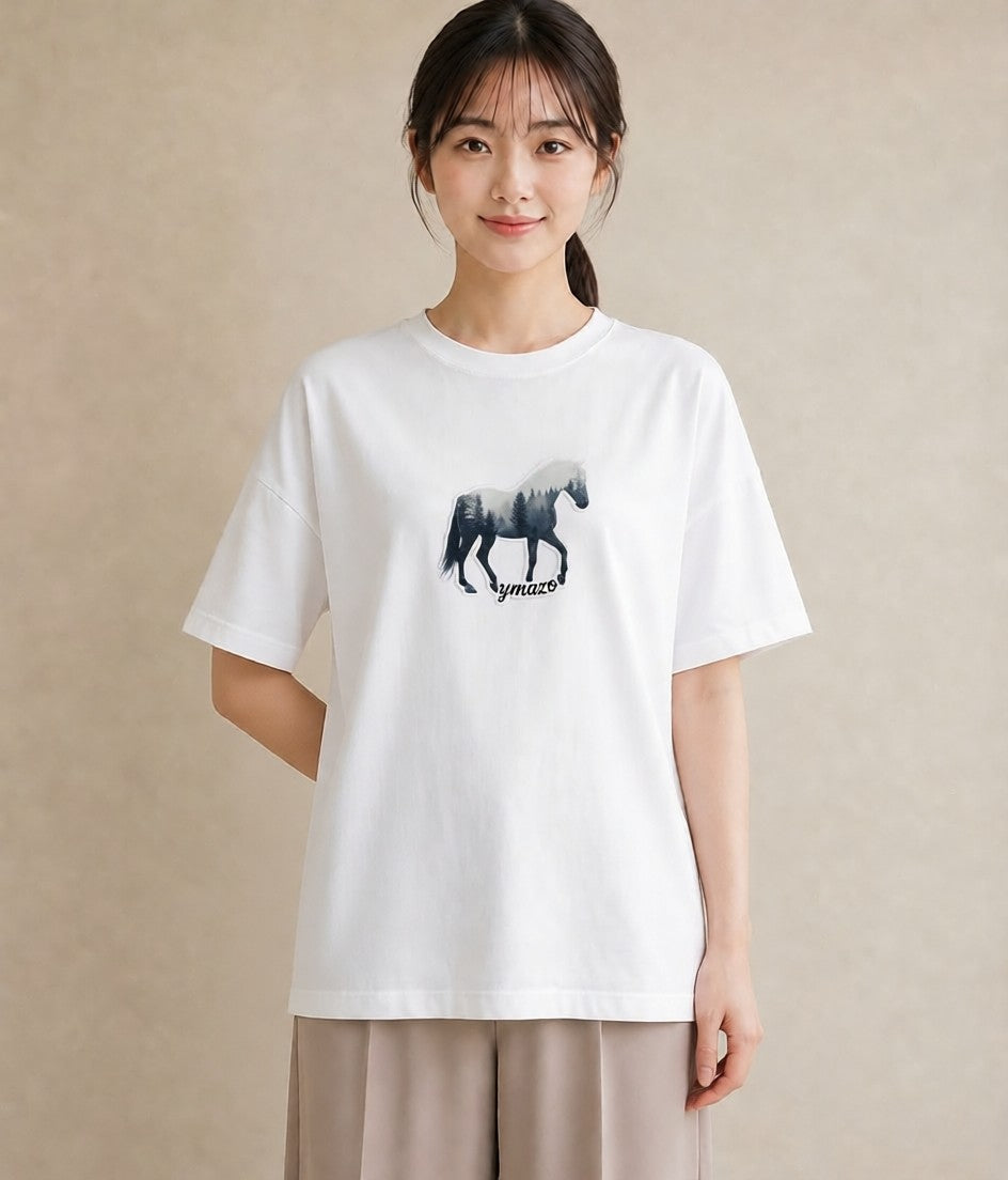 Tシャツ レディース 森 植物 ボタニカル イラスト ゆるコーデ 夏コーデ 通学 白T YMAZO
