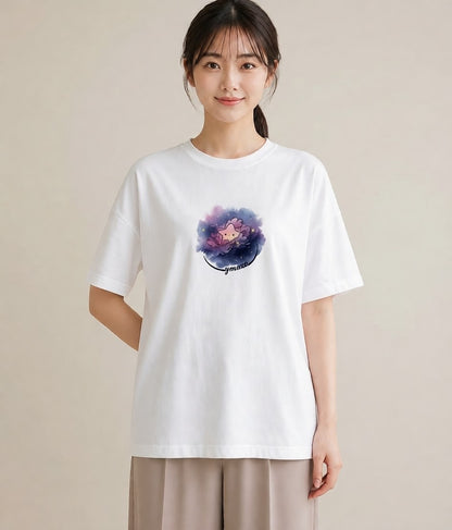 デザインTシャツ レディース 惑星 星空 宇宙 イラスト ガーリー 女性 旅行用 白T YMAZO