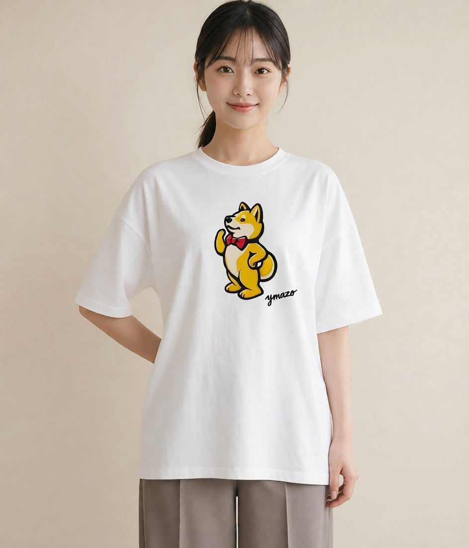 プリントTシャツ レディース 柴犬 しばいぬ 犬 いぬ イラスト こなれ感 夏コーデ 通学 白T YMAZO