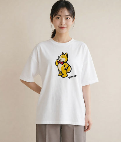 プリントTシャツ レディース 柴犬 しばいぬ 犬 いぬ イラスト こなれ感 夏コーデ 通学 白T YMAZO