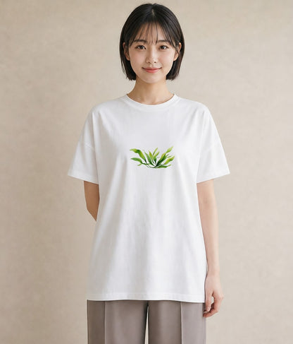 プリントTシャツ レディース 観葉植物 植物 ボタニカル イラスト 韓国風 ペアコーデ 秋コーデ 白T YMAZO