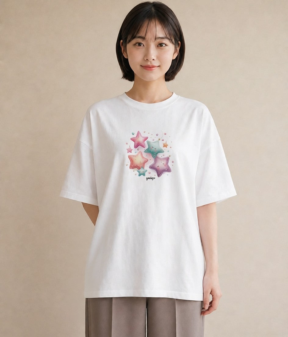 半袖Tシャツ レディース 乙女座 星空 宇宙 イラスト 手描き風 お出かけ 普段着 白T YMAZO