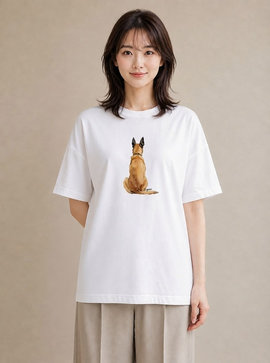 Tシャツ レディース いぬ 犬 ワンコ イラスト カジュアル 海 カフェ巡り 白T YMAZO