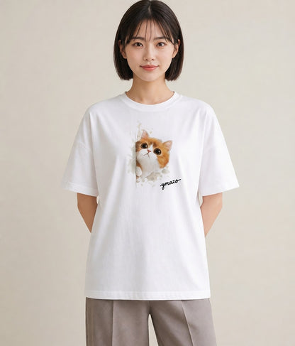 Tシャツ レディース ねこ 猫 ネコ イラスト ヴィンテージ風 春コーデ 姉妹 白T YMAZO