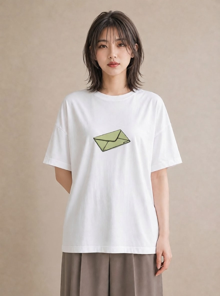 半袖Tシャツ レディース 封蝋 手紙 アンティーク ナチュラル イラスト ユニーク ホワイトデー 春服 白T YMAZO