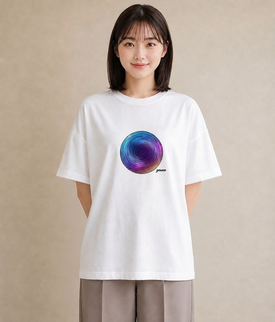 デザインTシャツ レディース 宇宙 星空 イラスト 水彩風 誕生日プレゼント 綿100 白T YMAZO