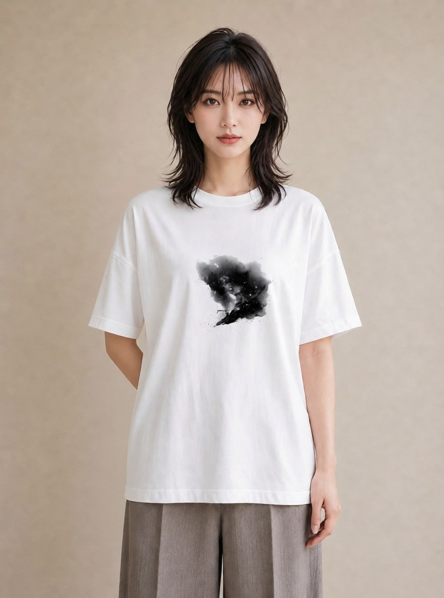 Tシャツ レディース 双子座 星空 宇宙 イラスト ポップ ママ カフェ服 白T YMAZO