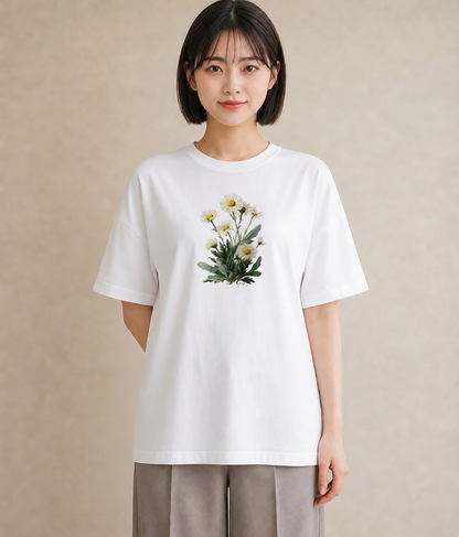 半袖Tシャツ レディース デイジー 花 花柄 イラスト シック 海 カフェ巡り 白T YMAZO