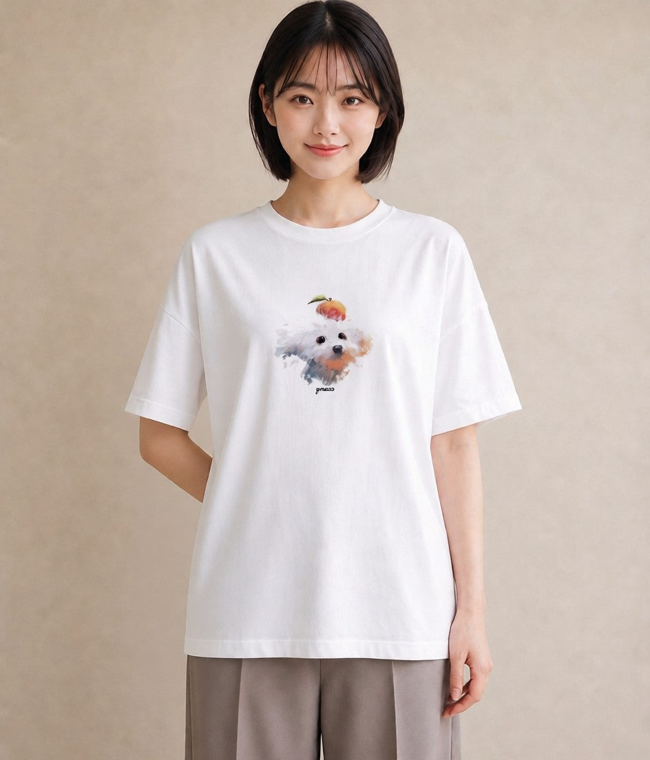 プリントTシャツ レディース トイプードル プードル 犬 いぬ イラスト 手描き風 デート 帰省 白T YMAZO