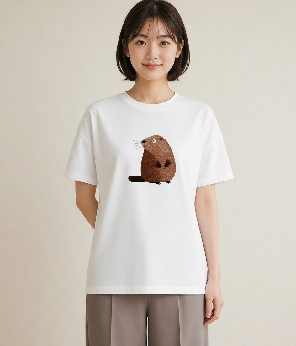デザインTシャツ レディース ラッコ 動物 アニマル イラスト 姉妹 送別ギフト 白T YMAZO