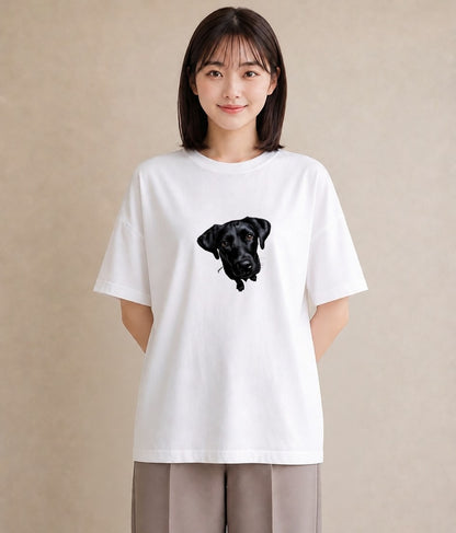 半袖Tシャツ レディース ラブラドールレトリバー 犬 いぬ イラスト 抜け感 ビーチ デイリーウェア 白T YMAZO
