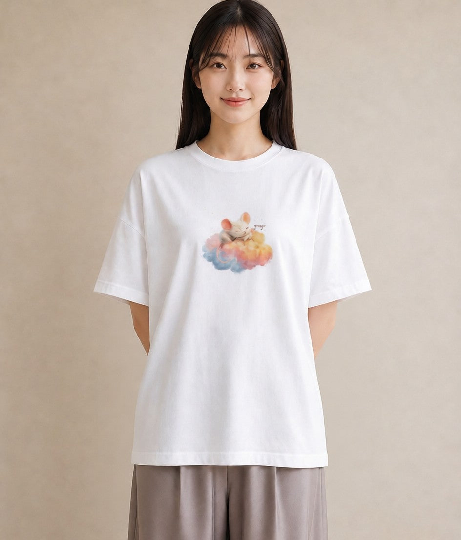 デザインTシャツ レディース チンチラ ペット 動物 イラスト ポップ 春コーデ 姉妹 白T YMAZO