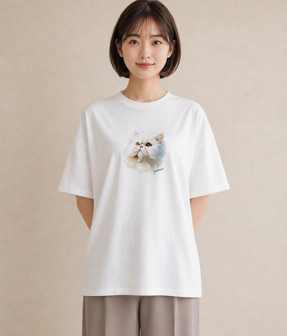 プリントTシャツ レディース ラグドール 猫 ねこ イラスト モード ギフト 母の日 白T YMAZO