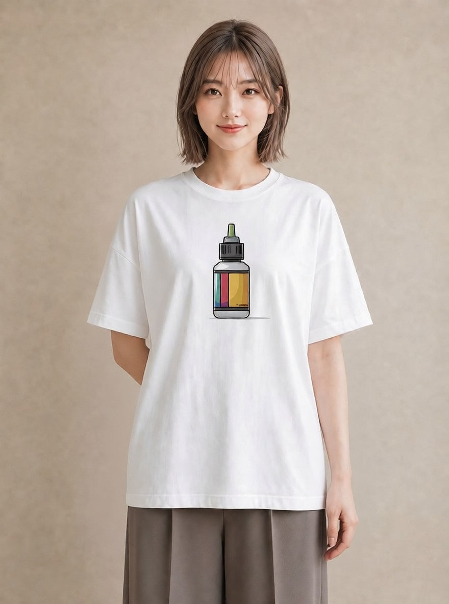 プリントTシャツ レディース ミルク 食べ物 フード イラスト ナチュラル 買い物 夏コーデ 白T YMAZO