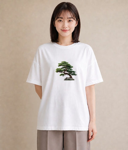 グラフィックTシャツ レディース 盆栽 植物 ボタニカル イラスト カジュアル お出かけ 普段着 白T YMAZO
