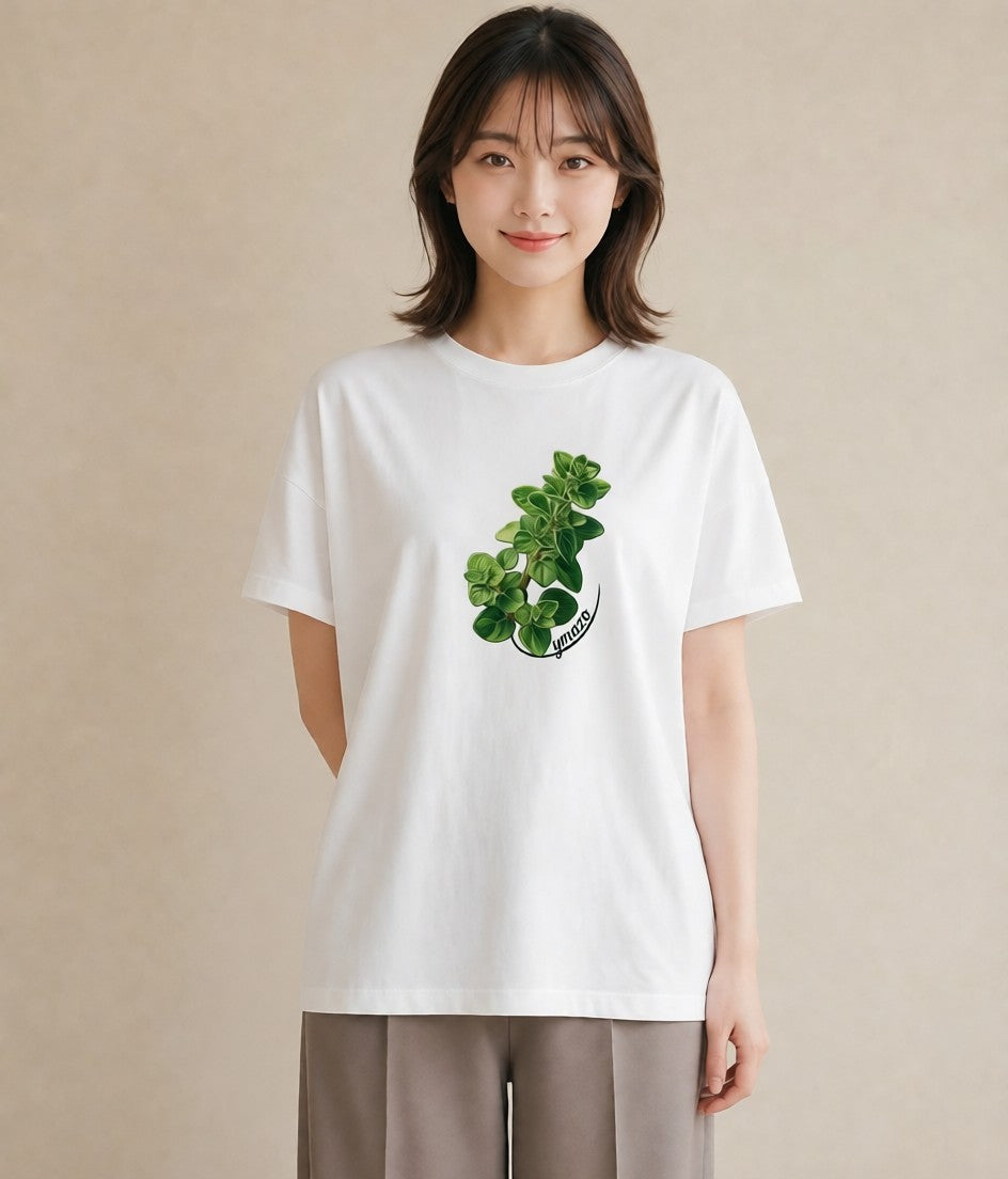 グラフィックTシャツ レディース ハーブ 植物 ボタニカル イラスト ユニーク 敬老の日 ホワイトデー 白T YMAZO
