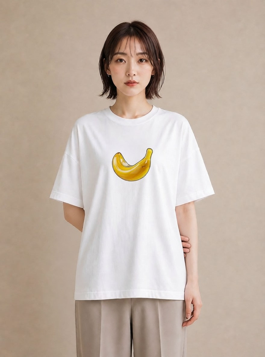 グラフィックTシャツ レディース バナナ 食べ物 フード イラスト シック 女性 旅行用 白T YMAZO