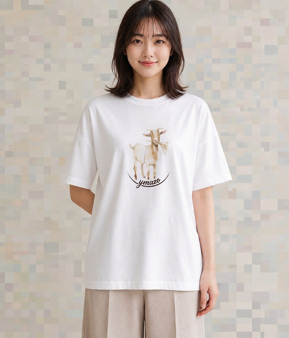 プリントTシャツ レディース 山羊座 星空 宇宙 イラスト ヴィンテージ風 女子会 お揃い 白T YMAZO