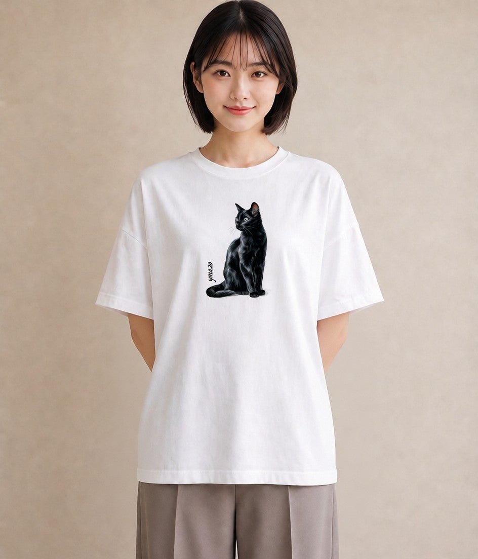 デザインTシャツ レディース 靴下猫 猫 ねこ イラスト ポップ お揃い 親子 白T YMAZO