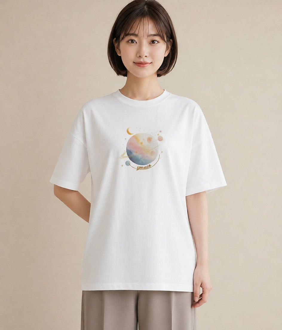 プリントTシャツ レディース 射手座 星空 宇宙 イラスト ゆるかわ ルームウェア ギフト 白T YMAZO