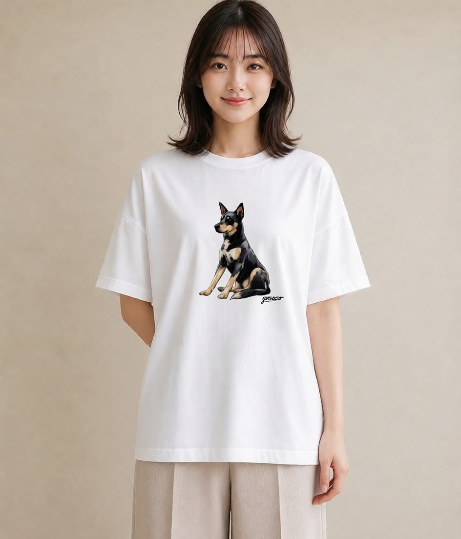 グラフィックTシャツ レディース 老犬 犬 いぬ イラスト 淡色 クリスマス 旅行 白T YMAZO