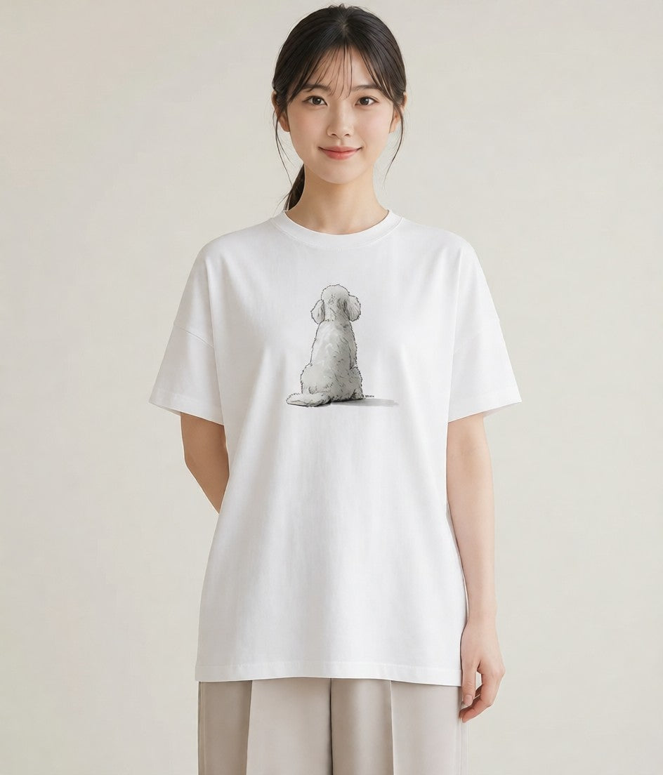 デザインTシャツ レディース ビションフリーゼ 犬 いぬ イラスト レトロ 母の日 ビーチ 白T YMAZO
