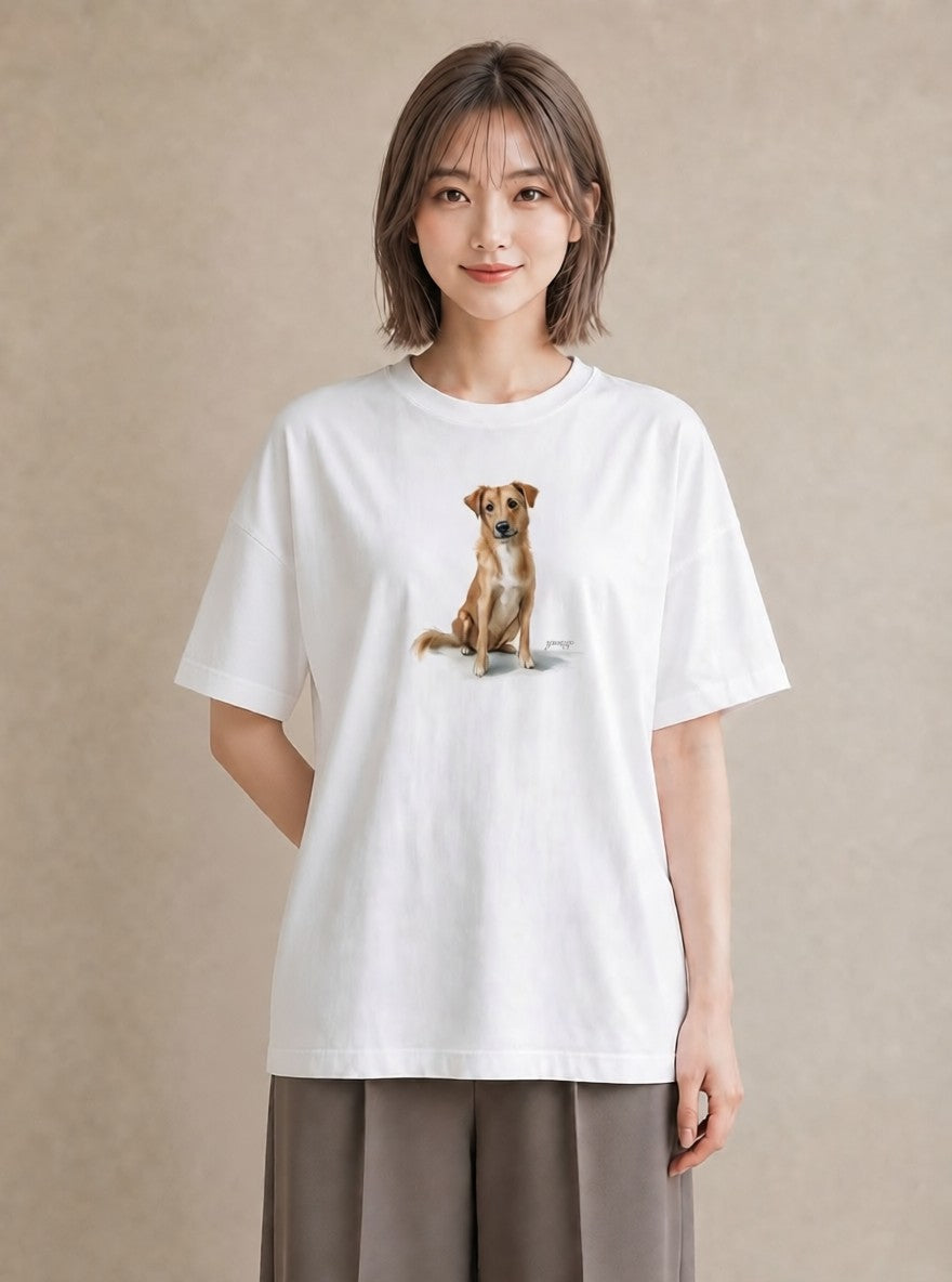 Tシャツ レディース 犬好き 犬 いぬ イラスト ゆるコーデ 送別ギフト 通勤 白T YMAZO