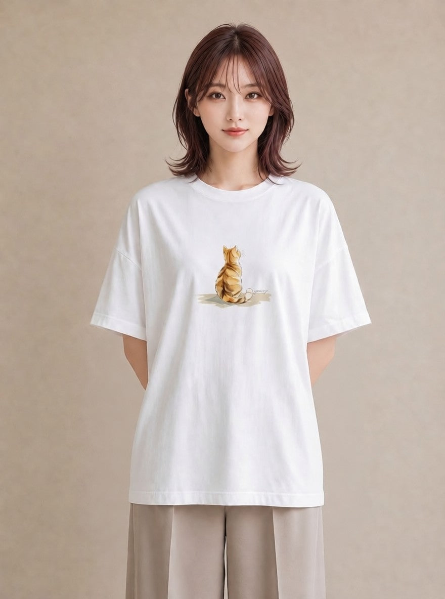 プリントTシャツ レディース 子猫 猫 ねこ イラスト カフェコーデ 友達ギフト 部屋着 白T YMAZO