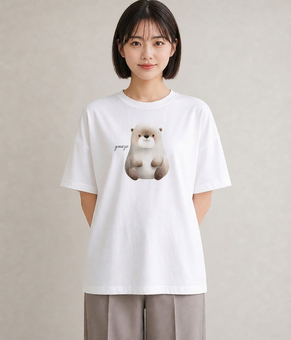 デザインTシャツ レディース キンクマハムスター ペット 動物 イラスト ゆるコーデ お出かけ 普段着 白T YMAZO