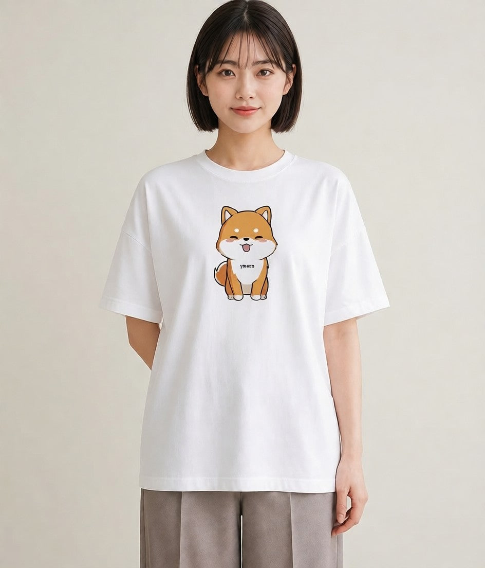 デザインTシャツ レディース 柴犬 しばいぬ 犬 いぬ イラスト ボタニカル 友達ギフト 部屋着 白T YMAZO