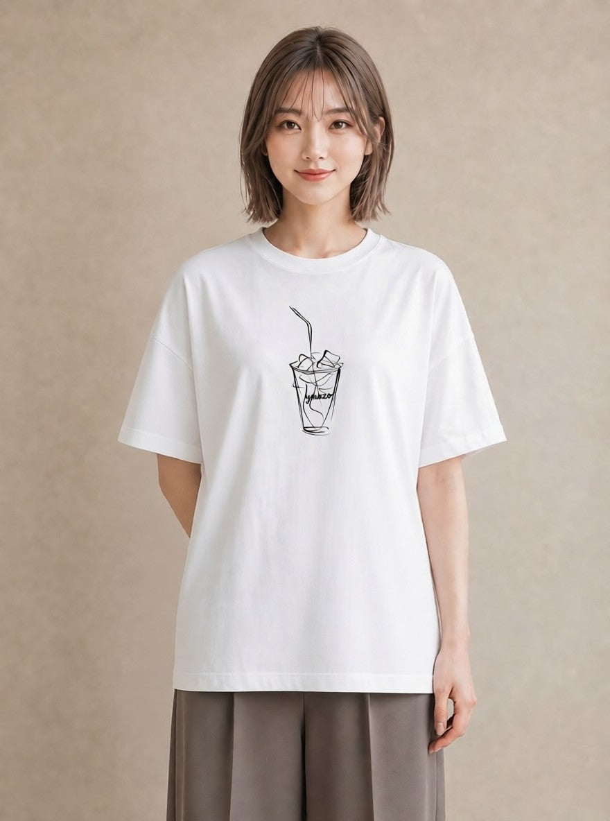 半袖Tシャツ レディース コーヒー カフェ 珈琲 イラスト 普段使い 普段着 週末コーデ 白T YMAZO