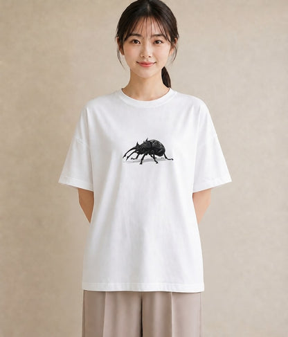 プリントTシャツ レディース クワガタ 昆虫 虫 イラスト ポップ 週末コーデ 敬老の日 白T YMAZO