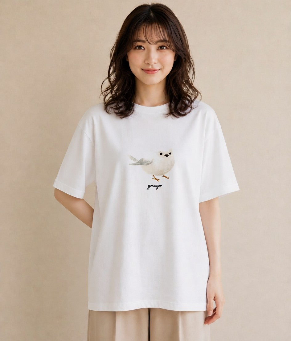 半袖Tシャツ レディース 白文鳥 ペット 動物 イラスト ゆるかわ お揃い 親子 白T YMAZO