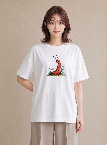 Tシャツ レディース チンアナゴ 海の生き物 海 イラスト カフェコーデ 20代 カジュアルコーデ 白T YMAZO