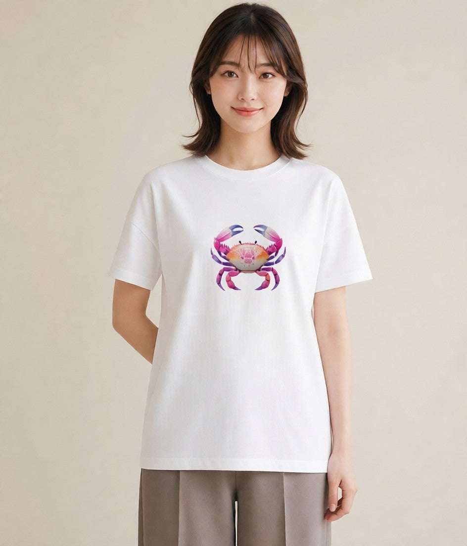 プリントTシャツ レディース エビ 海の生き物 海 イラスト 旅行コーデ お揃い 親子 白T YMAZO
