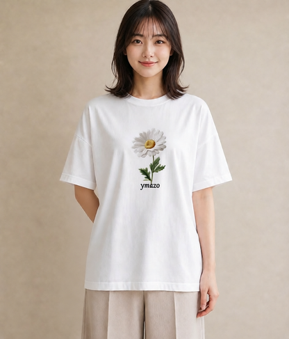 プリントTシャツ レディース デイジー 花 花柄 イラスト ラフ 社会人 女性 白T