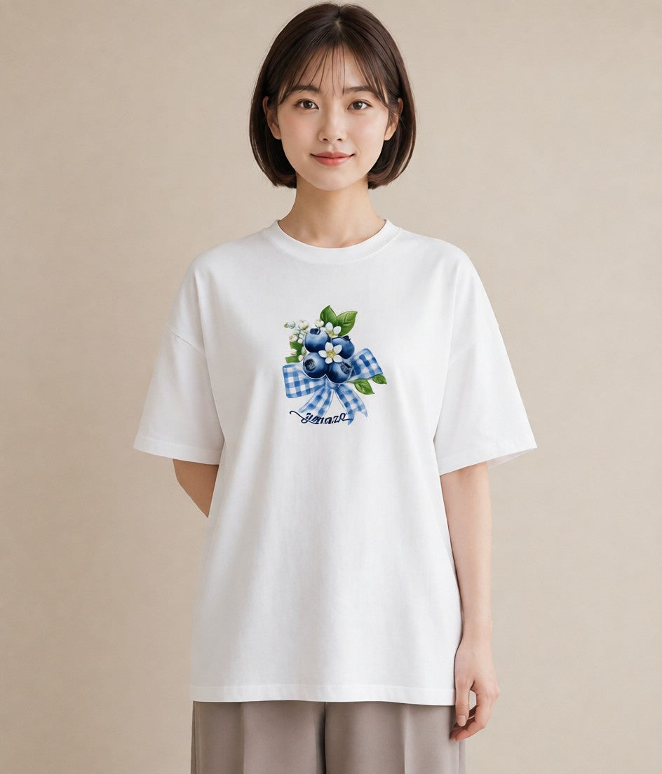 半袖Tシャツ レディース 木の実 植物 ボタニカル イラスト クリスマス 旅行 白T YMAZO