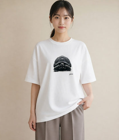 プリントTシャツ レディース カメ ペット 動物 イラスト ポップ お出かけ 普段着 白T YMAZO