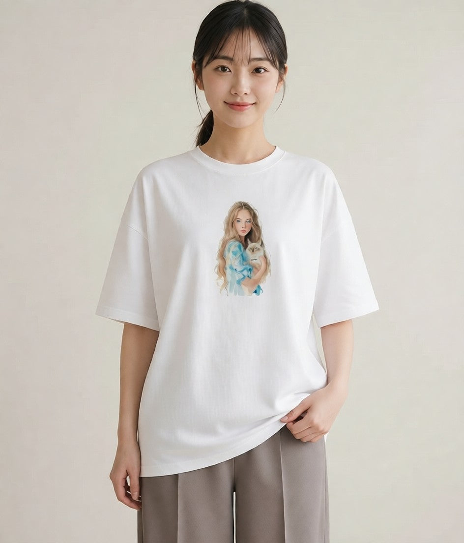 半袖Tシャツ レディース ラグドール 猫 ねこ イラスト カジュアル 女子会 お揃い 白T YMAZO