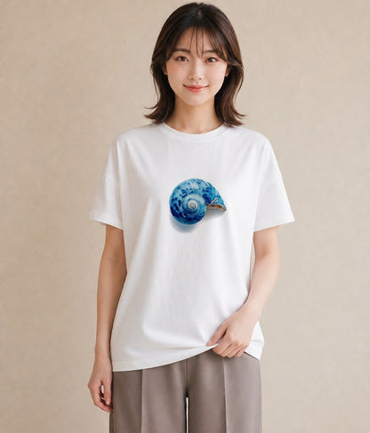 プリントTシャツ レディース 貝 海の生き物 海 イラスト ラフ 公園 ママ 白T YMAZO