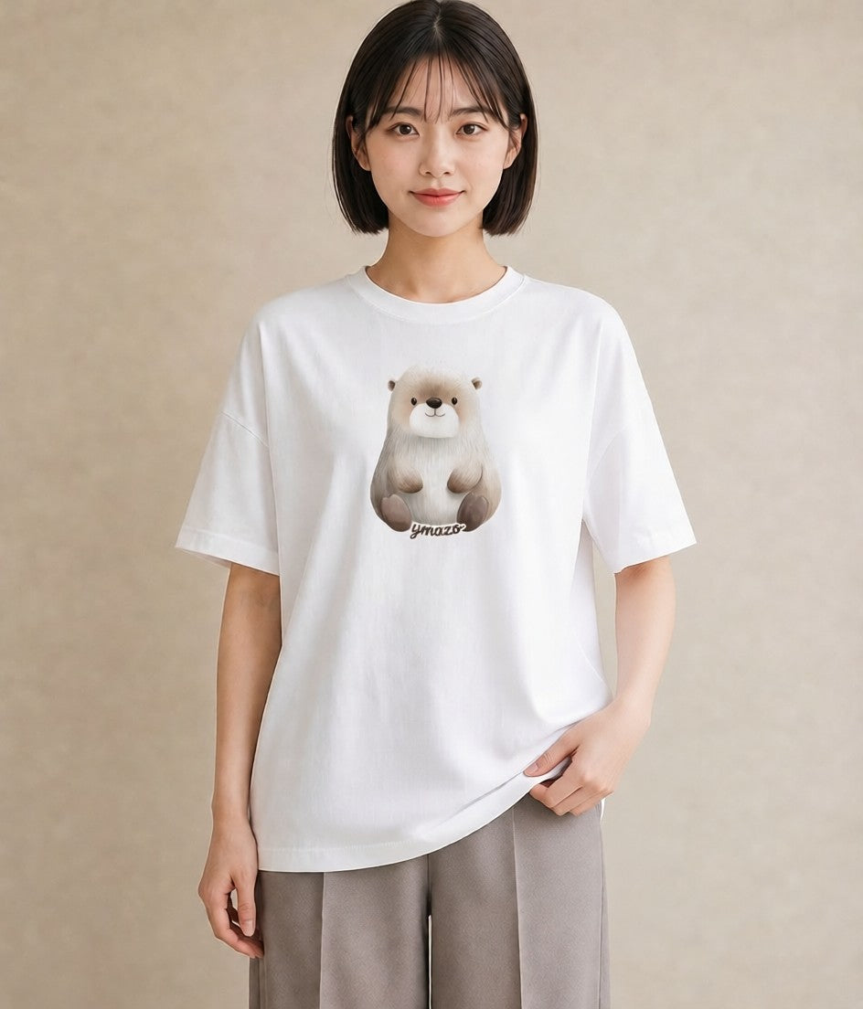 デザインTシャツ レディース フェレット ペット 動物 イラスト カジュアル 秋コーデ おしゃれギフト 白T YMAZO