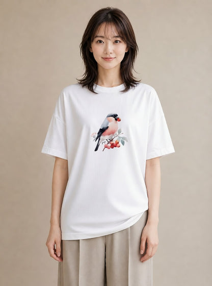 プリントTシャツ レディース シマエナガ しまえなが 動物 アニマル イラスト ミニマル デート 帰省 白T YMAZO