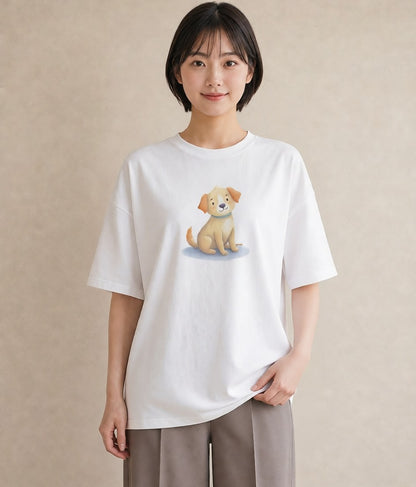 プリントTシャツ レディース 犬好き 犬 いぬ イラスト ガーリー 海 カフェ巡り 白T YMAZO