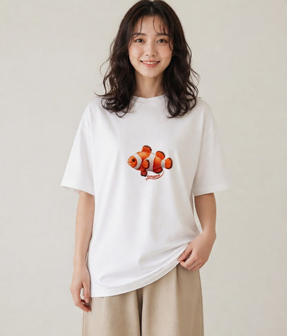デザインTシャツ レディース 熱帯魚 海の生き物 海 イラスト モード 秋コーデ おしゃれギフト 白T YMAZO