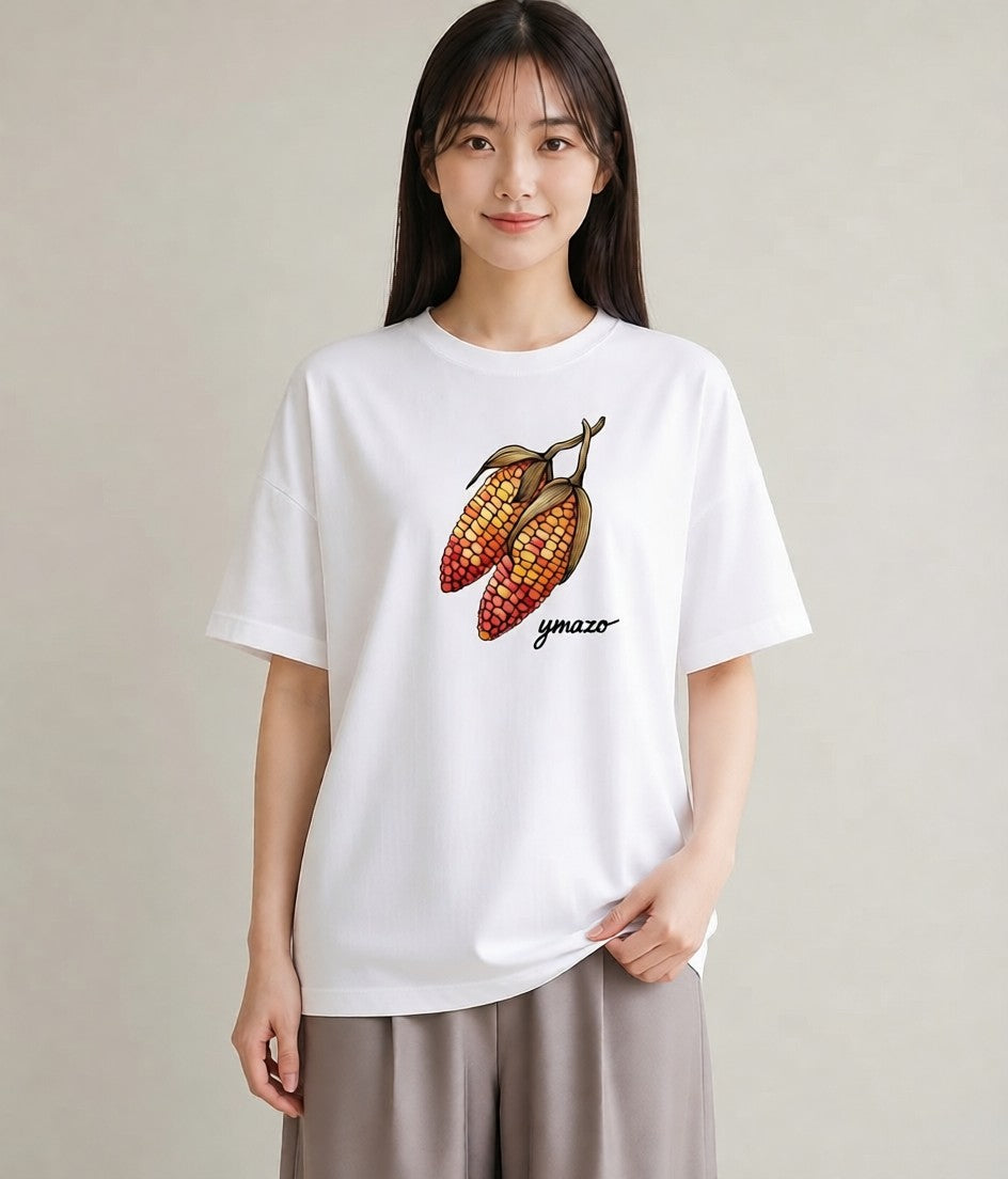 プリントTシャツ レディース 実り 植物 ボタニカル イラスト カフェ巡り 女子会 白T YMAZO
