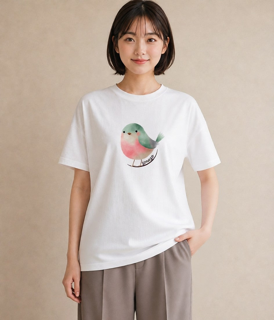 グラフィックTシャツ レディース コザクラインコ ペット 動物 イラスト 休日コーデ 送別ギフト 通勤 白T YMAZO