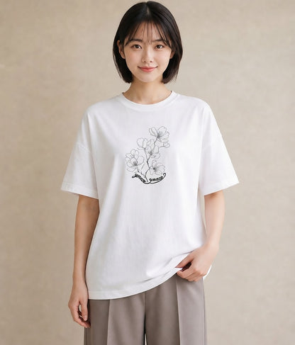 半袖Tシャツ レディース さくら 桜 桜の枝 イラスト ユニーク 公園 ママ 白T YMAZO